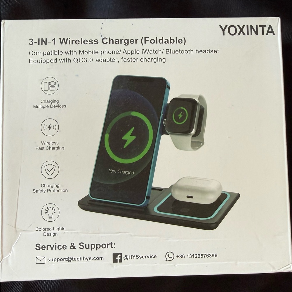 New Yoxinta 3-in-1 Wireless Charger Foldable Blue
